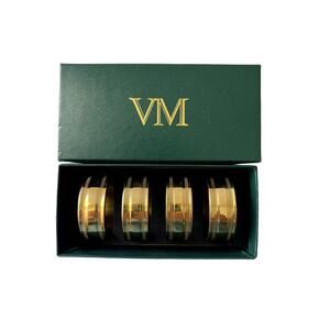 VM Vintage Vanmark Brass Napkin Holders Heavy Duty In Box Excellent Condition
